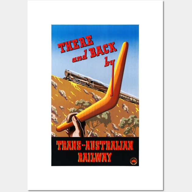 Vintage Travel Poster There and Back by Trans Australian Railway Australia Wall Art by vintagetreasure